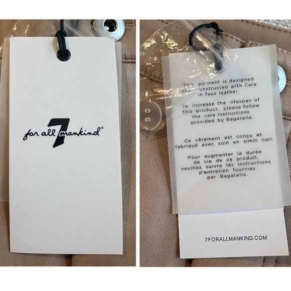 New 7 FOR ALL MANKIND Faux Leather Cargo Pants Vegan Tan Drawstring Ankle Wmn S - Picture 11 of 16